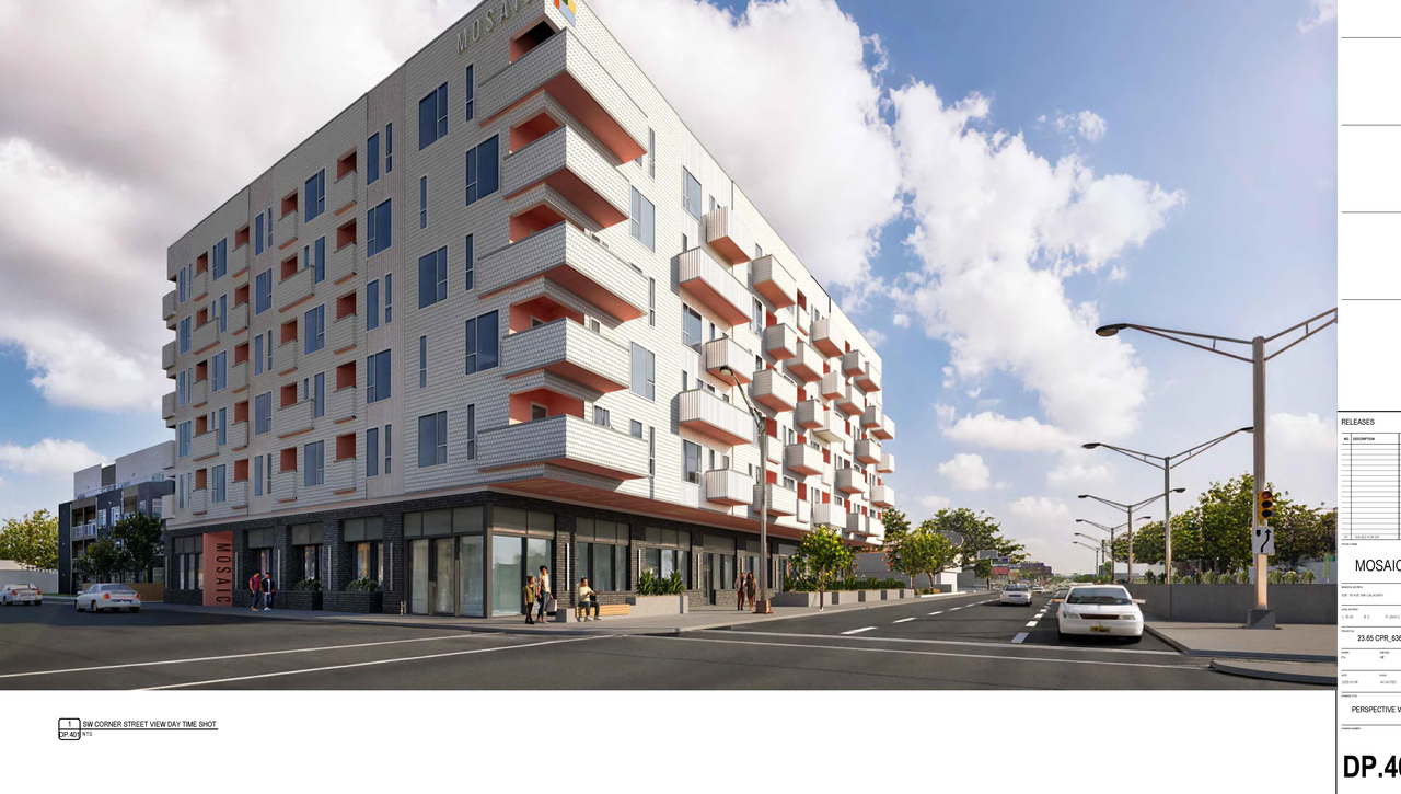 Rendering of building from page 6 of the file 'DMAP Plans (Amended) DP2025-02217 (3MB) 2025-04-22'
