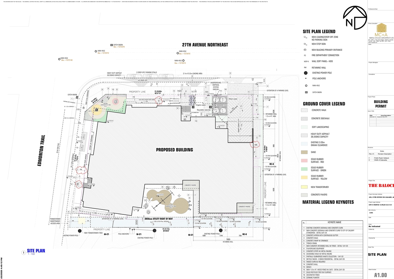 Construction site plan for project from page 4 of the file 'DP2025-02322 DMAP Plans Submitted 2025-05-23 12MB'