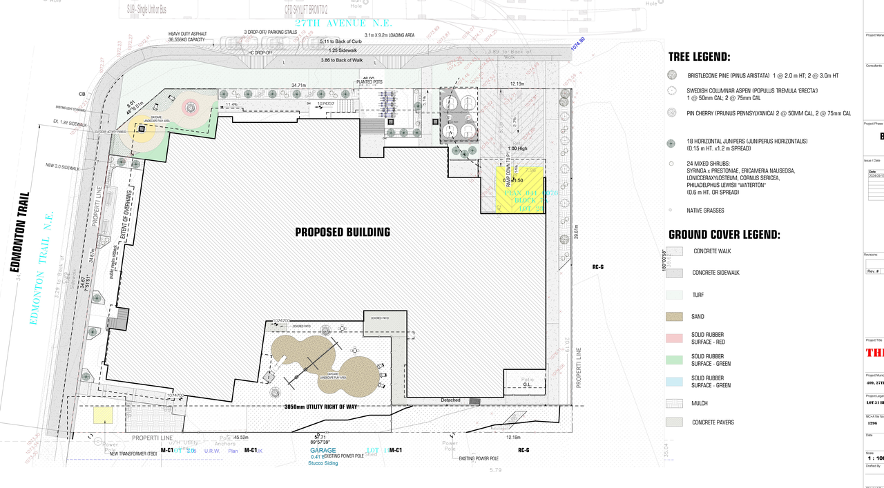 Construction site plan for project from page 7 of the file 'DP2025-02322 DMAP Plans Submitted 2025-05-23 12MB'