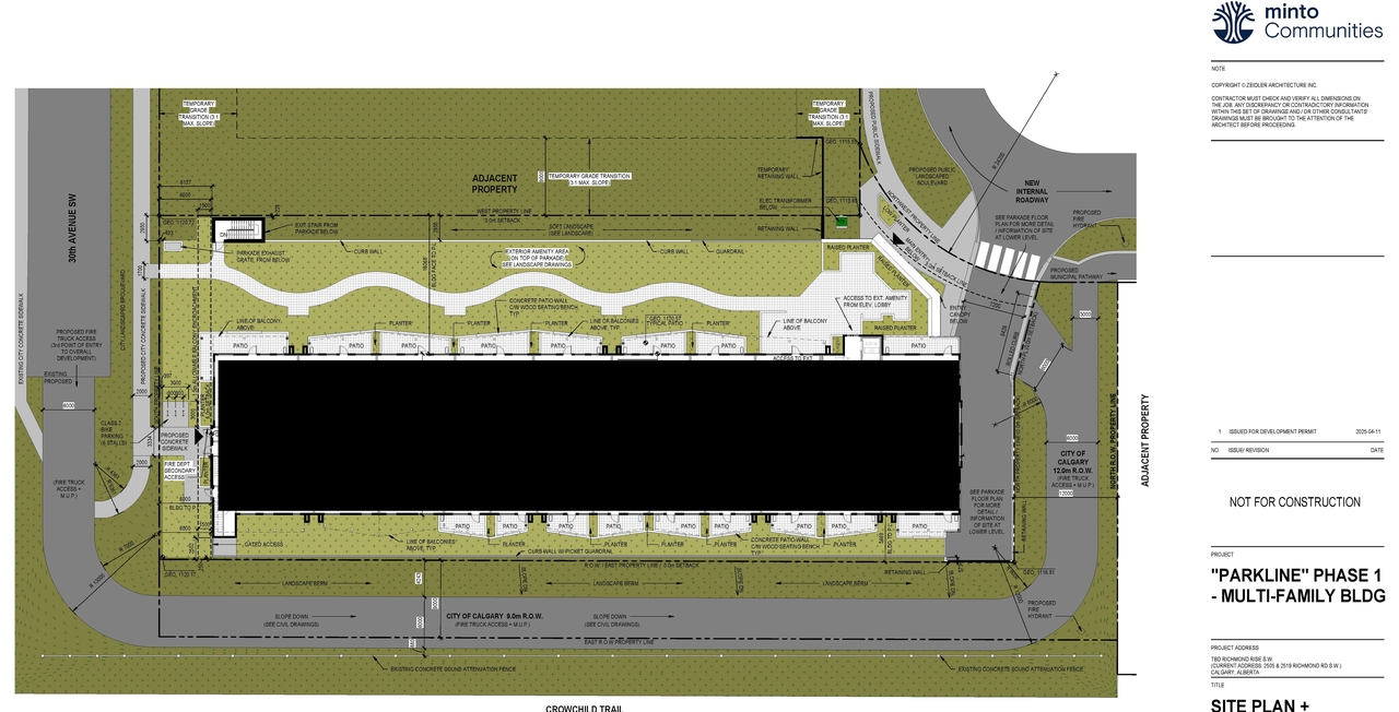 Construction site plan for project from page 4 of the file 'DP2025-02420 DMAP Plans Submitted 2025-04-24 22MB'