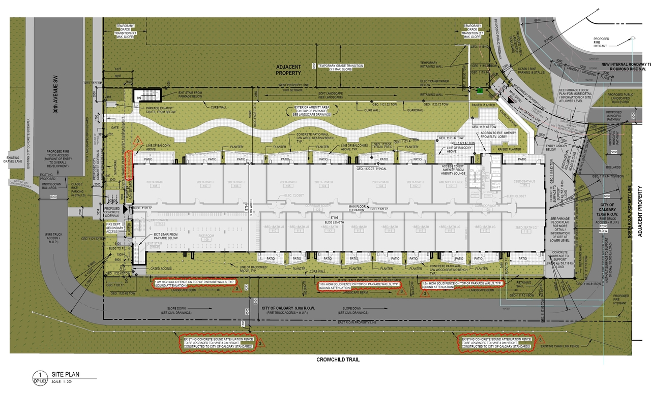 Construction site plan for project from page 4 of the file 'DP2025-02420 DMAP Plans Amended (11MB) 2025-12-16'