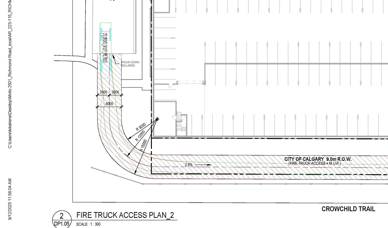 Construction site plan for project from page 6 of the file 'DMAP Plans Amended DP2025-02420 (11MB) 2025-09-15'