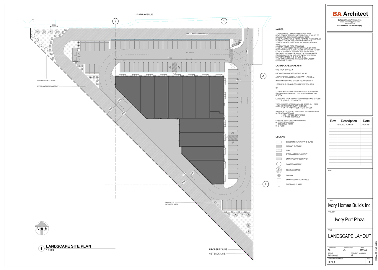 Construction site plan for project from page 6 of the file 'DP2025-02435 DMAP Plans Submitted 2025-04-25 4MB'