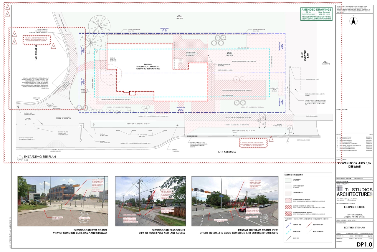 Construction site plan for project from page 2 of the file 'DP2025-02440 DMAP Plans (Amended) 2026-04-27 (16MB)'
