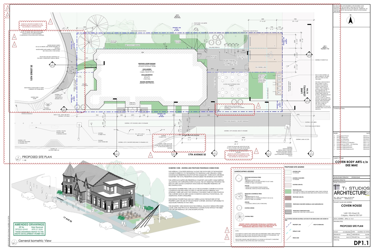 Construction site plan for project from page 3 of the file 'DP2025-02440 DMAP Plans (Amended) 2026-04-27 (16MB)'