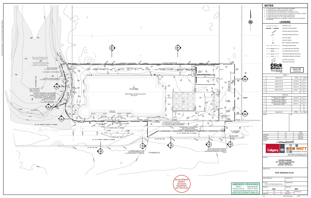 Construction site plan for project from page 2 of the file 'DP2025-02440 - DMAP DECISION RENDERED (20MB) 2026-05-15'