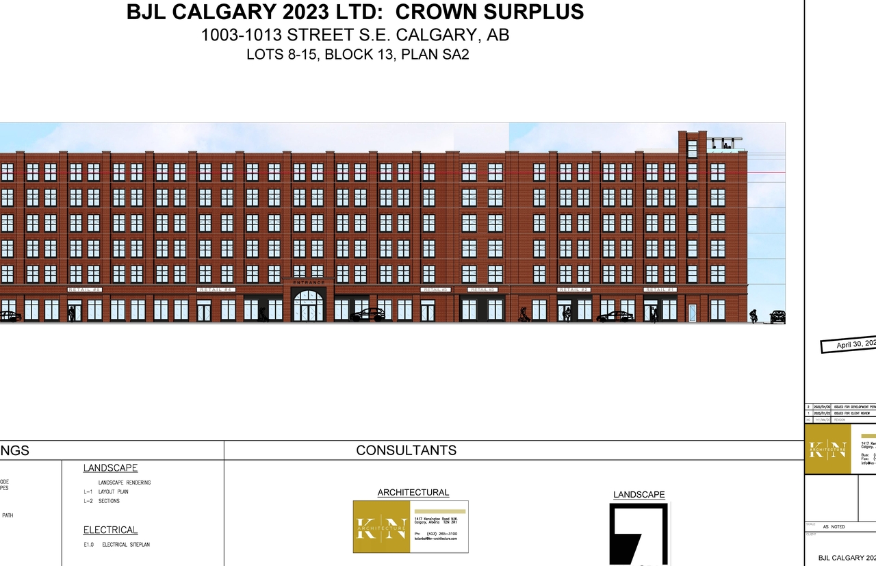 Construction site plan for project from page 1 of the file 'DP2025-02538 DMAP Plans Submitted 2025-04-30 (13MB)'