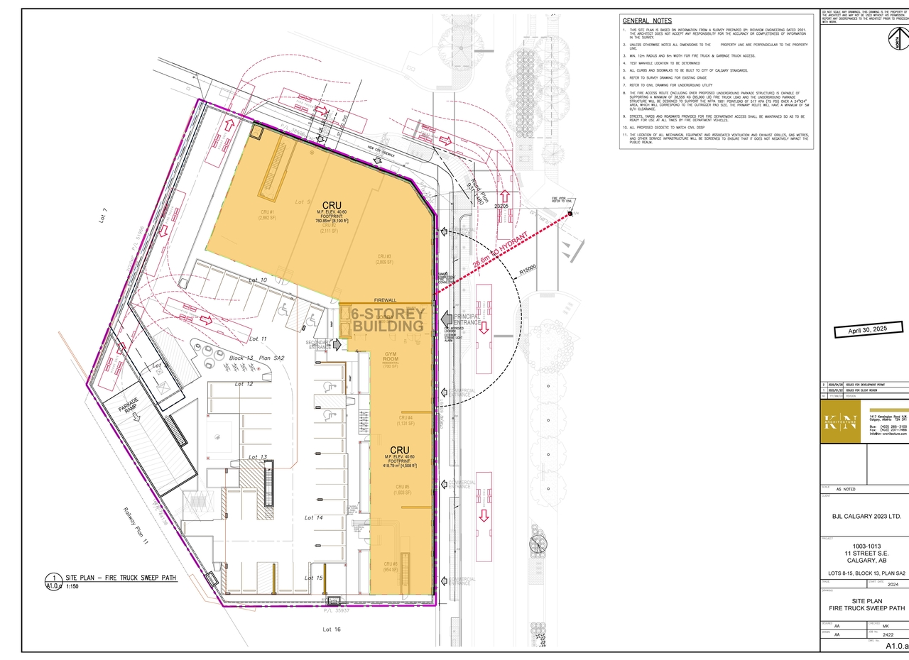 Construction site plan for project from page 4 of the file 'DP2025-02538 DMAP Plans Submitted 2025-04-30 (13MB)'