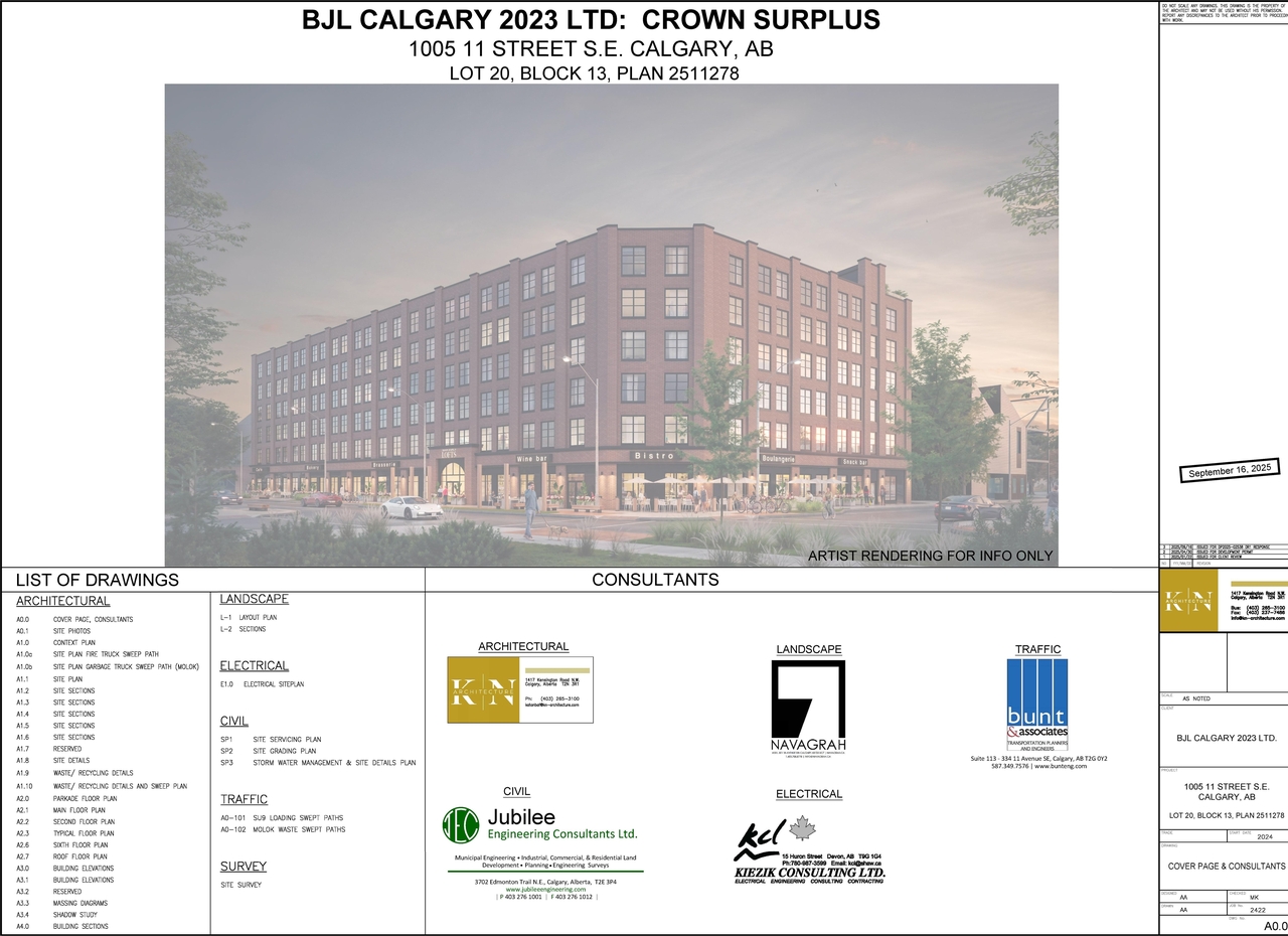Rendering of building from page 1 of the file 'DP2025-02538 DMAP Plans (Amended) 2025-10-07 (13MB)'