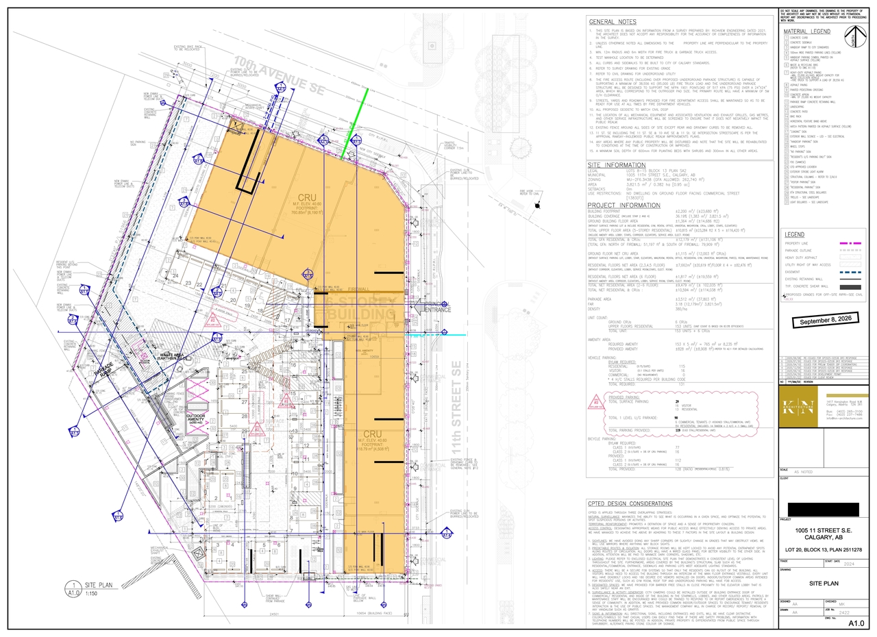Construction site plan for project from page 2 of the file 'DP2025-02538 DMAP Plans (Amended) 2026-09-18 (11MB)'