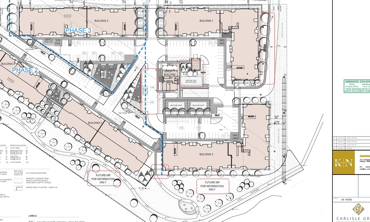Construction site plan for project from page 7 of the file 'DP2025-02706 DMAP Plans (Amended) 2026-04-22 (8MB)'