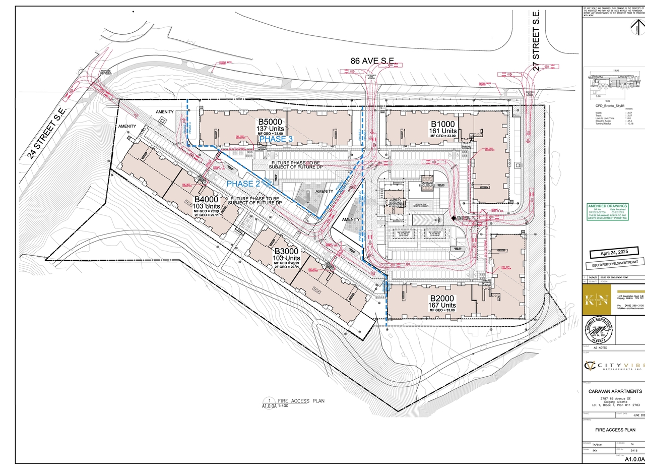 Construction site plan for project from page 2 of the file 'DP2025-02706 DMAP Plans Submitted 2025-05-08 16MB'