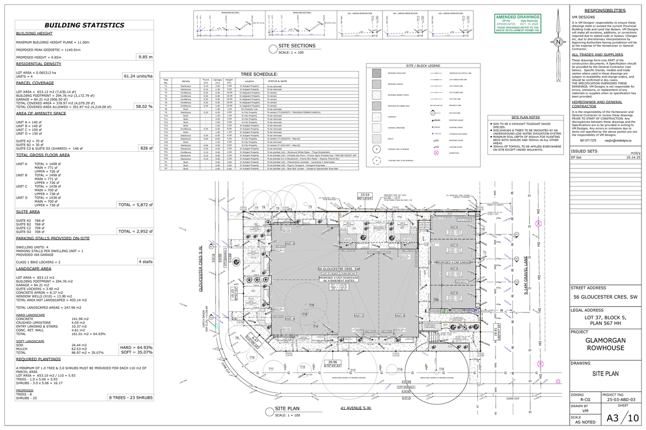 Construction site plan for project from page 3 of the file 'DP2025-02723 DMAP Plans (Submitted) 2025-10-15 (3MB)'