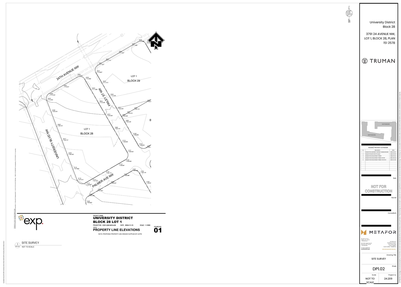 Construction site plan for project from page 4 of the file 'DMAP Plans Amended DP2025-02996 (23MB) 2025-10-06'