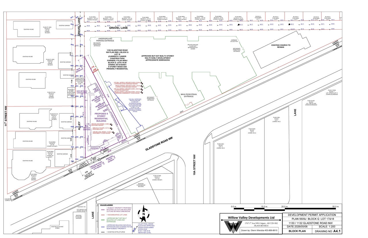 Construction site plan for project from page 5 of the file 'DP2025-03029 DMAP Plans (Amended) 2026-05-11 (7MB)'