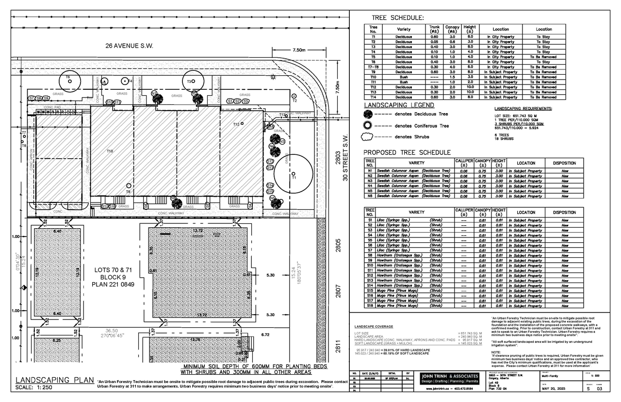 Construction site plan for project from page 3 of the file 'DP2025-03037 DMAP PLANS - DECISION RENDERED  2026-03-26 (6MB)'