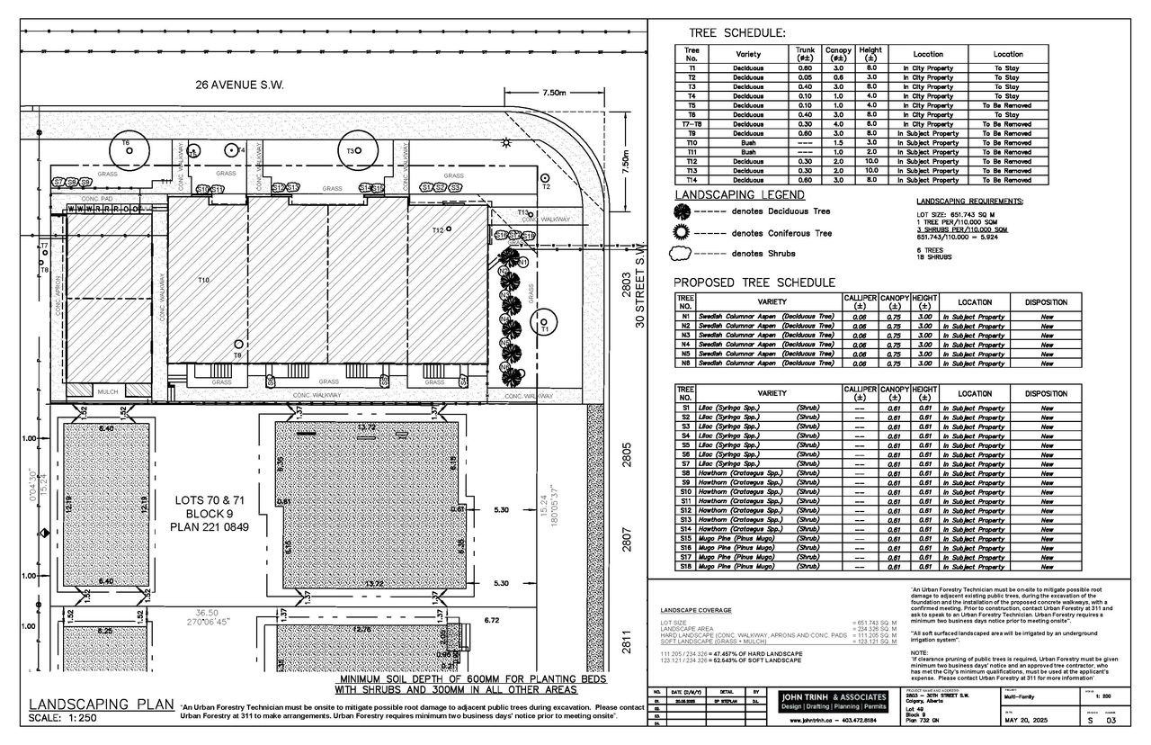 Construction site plan for project from page 3 of the file 'DP2025-03037 - DMAP PLANS - AMENDED - 2026-02-17 (6MB)'