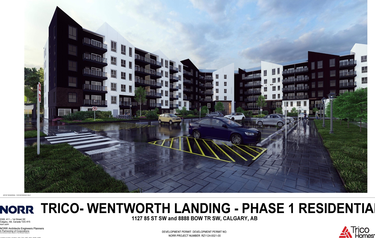 Rendering of building from page 1 of the file 'DP2025-03290 - DMAP DECISION RENDERED (24MB) 2026-03-12'