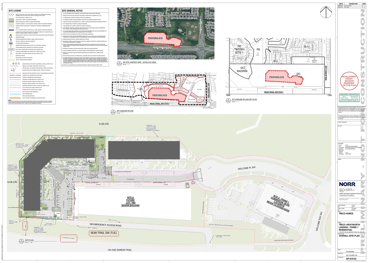 Construction site plan for project from page 3 of the file 'DP2025-03290 - DMAP DECISION RENDERED (24MB) 2026-03-12'