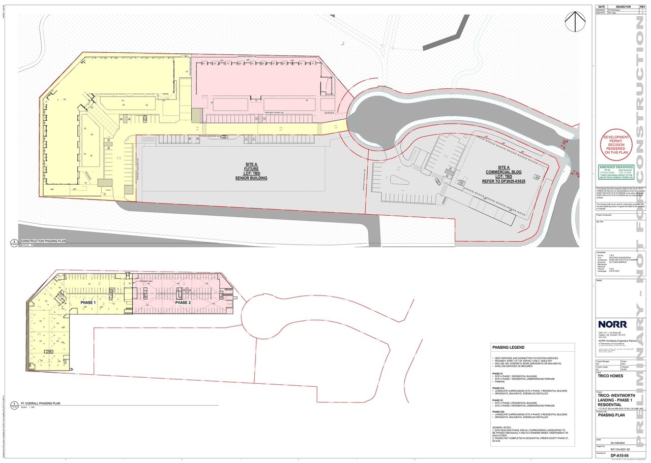 Construction site plan for project from page 5 of the file 'DP2025-03290 - DMAP DECISION RENDERED (24MB) 2026-03-12'