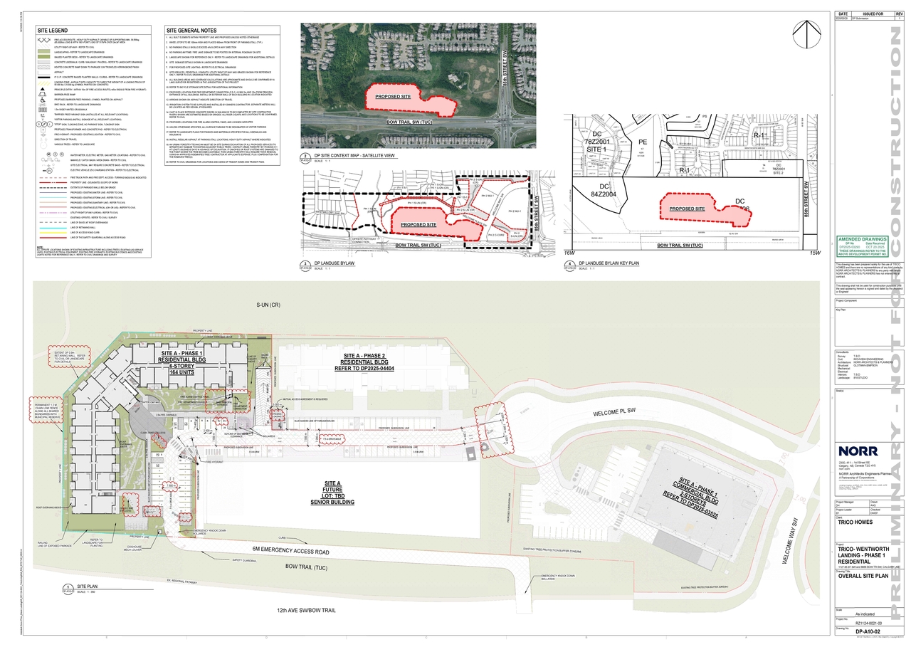 Construction site plan for project from page 3 of the file 'DMAP Plans Amended DP2025-03290 (17MB) 2025-10-20'