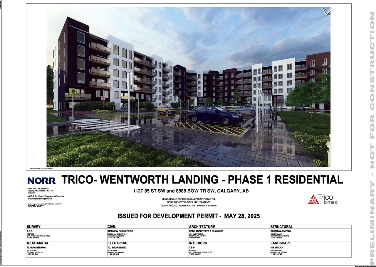 Rendering of building from page 1 of the file 'DMAP Plans (Submitted) DP2025-03290 (6MB) 2025-06-16'