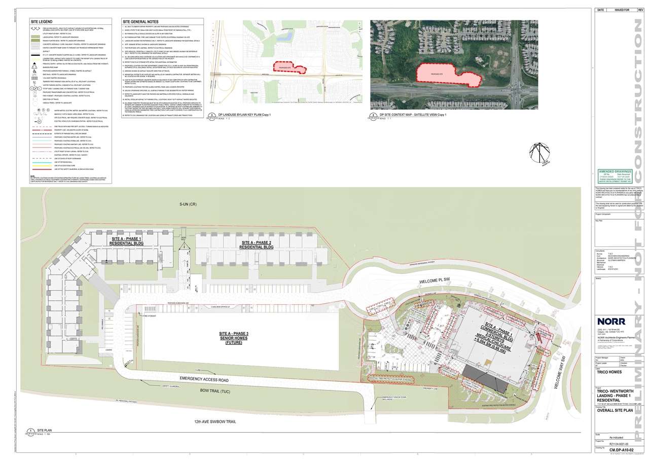 Construction site plan for project from page 3 of the file 'DP2025-03525 DMAP Plans Amended (41MB) 2025-09-29'