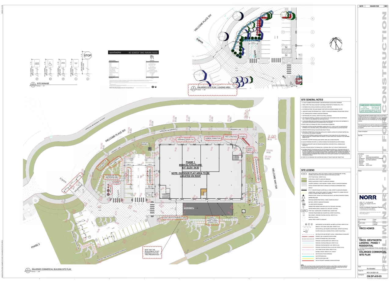 Construction site plan for project from page 4 of the file 'DP2025-03525 DMAP Plans Amended (41MB) 2025-09-29'