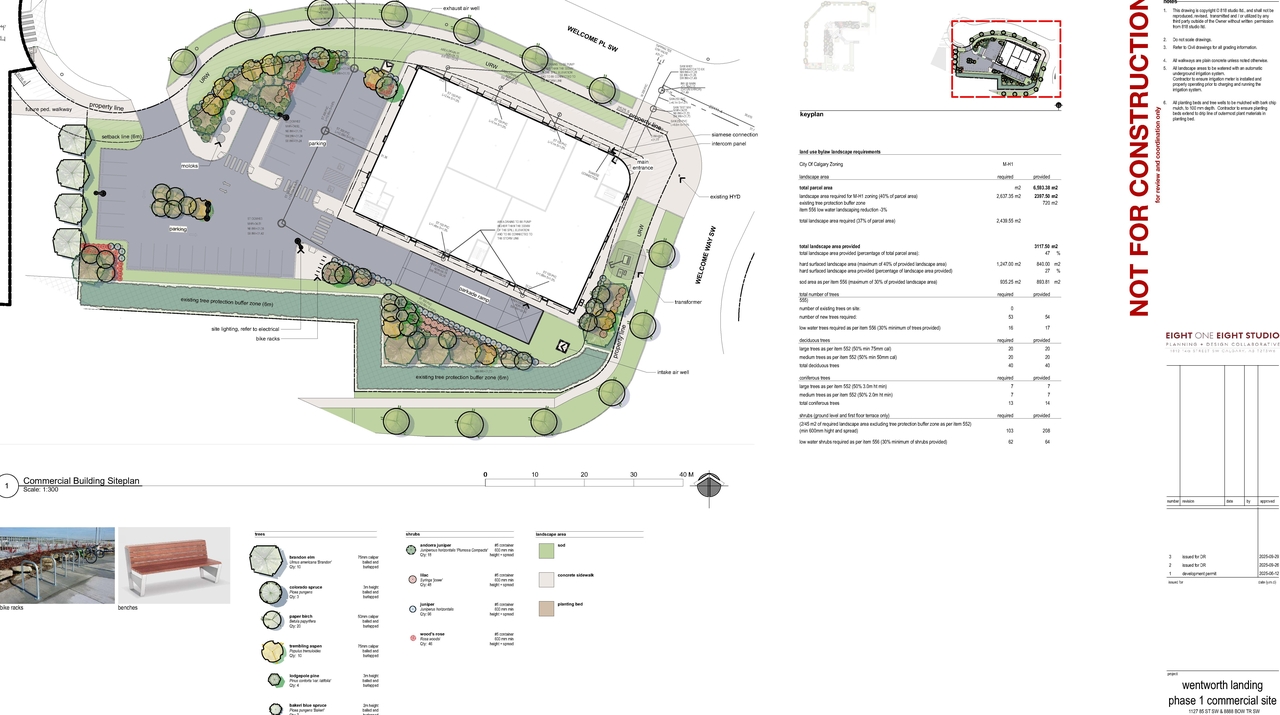 Construction site plan for project from page 7 of the file 'DP2025-03525 DMAP Plans Amended (41MB) 2025-09-29'