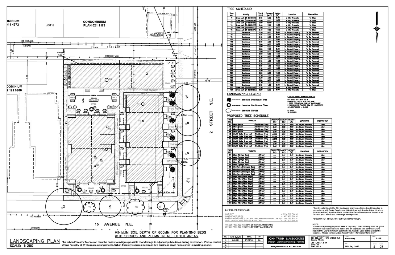 Construction site plan for project from page 3 of the file 'DP2025-03544 DMAP Plans Amended (5MB) 2026-05-19'