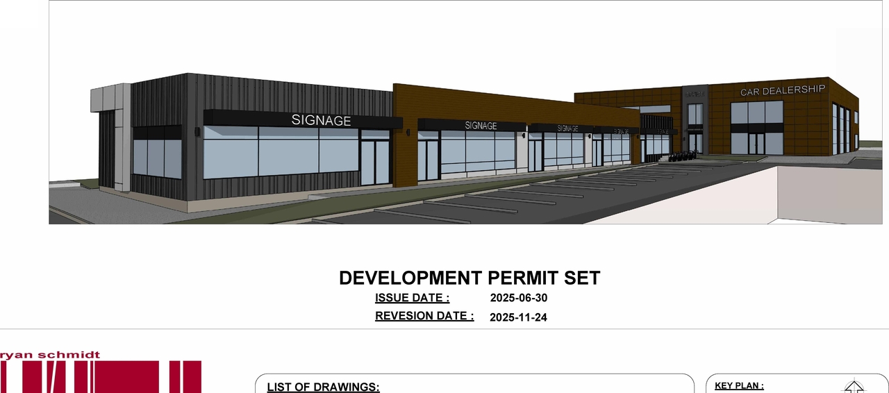 Rendering of building from page 1 of the file 'DP2025-03607 DMAP Plans Amended (9MB) 2025-11-26'