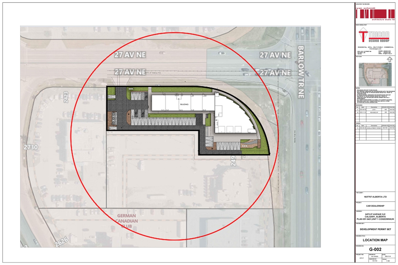 Construction site plan for project from page 2 of the file 'DP2025-03607 DMAP Plans Amended (9MB) 2025-11-26'