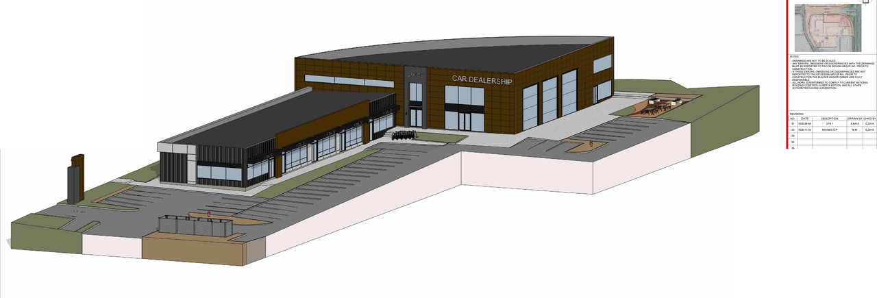 Rendering of building from page 3 of the file 'DP2025-03607 DMAP Plans Amended (9MB) 2025-11-26'