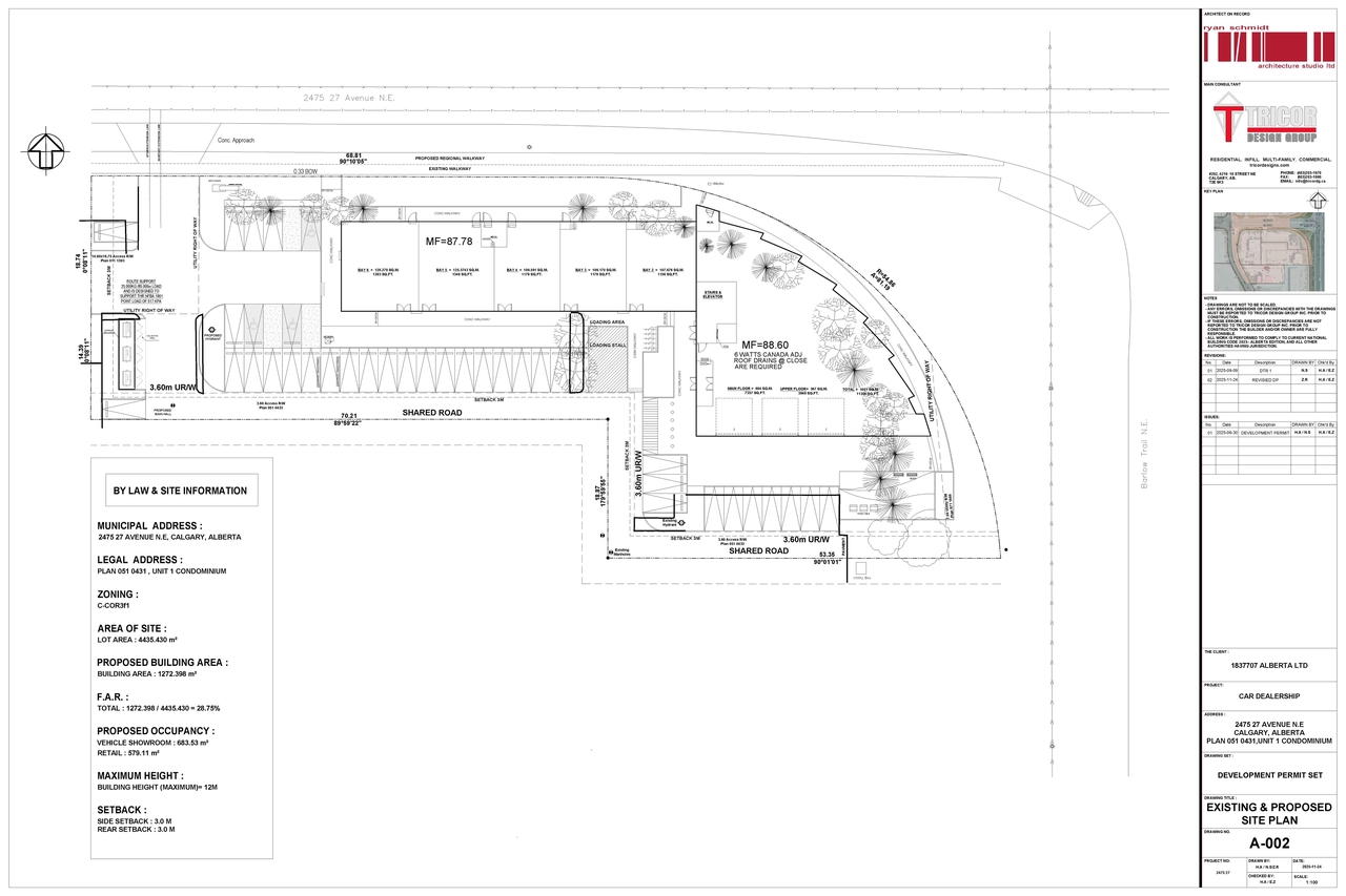 Construction site plan for project from page 8 of the file 'DP2025-03607 DMAP Plans Amended (9MB) 2025-11-26'
