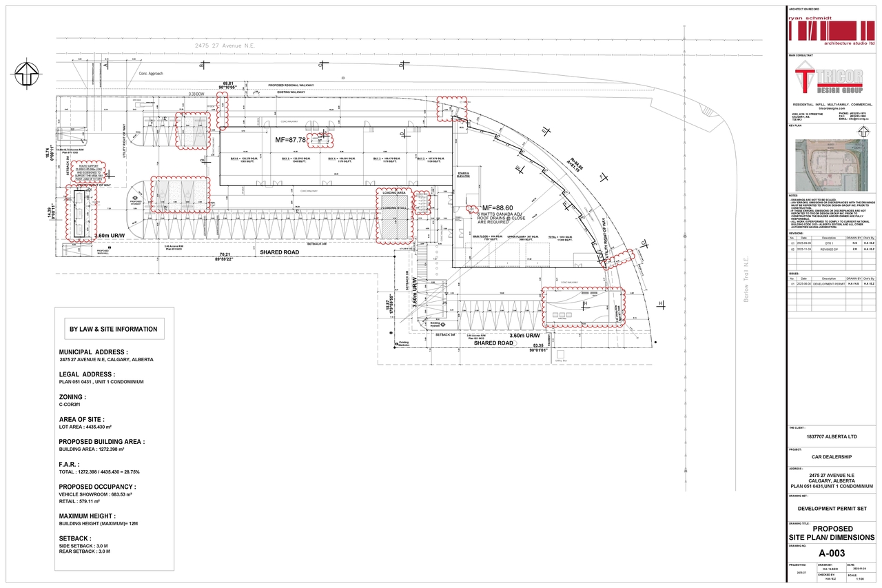 Construction site plan for project from page 9 of the file 'DP2025-03607 DMAP Plans Amended (9MB) 2025-11-26'