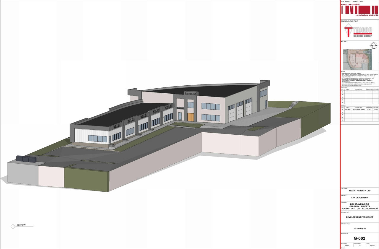 Rendering of building from page 2 of the file 'DP2025-03607 DMAP Plans Submitted 2025-06-20 (7MB)'