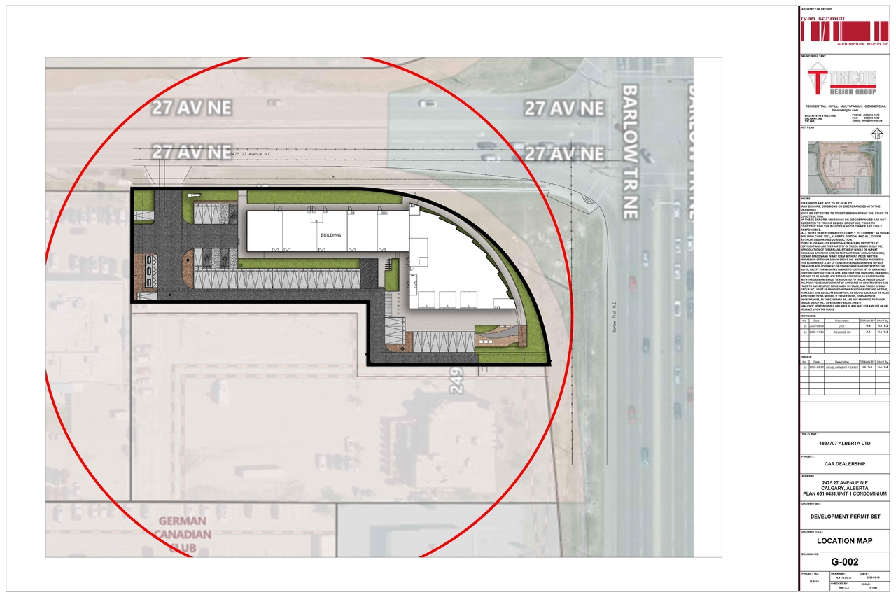 Construction site plan for project from page 2 of the file 'DP2025-03607 - DMAP PLANS - AMENDED - 2026-06-01 (8MB)'