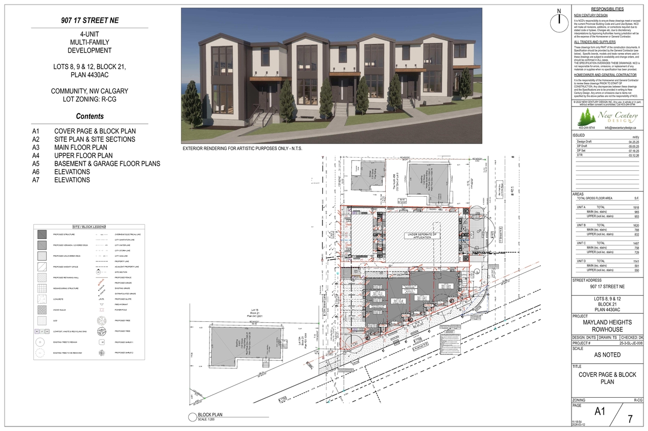 Construction site plan for project from page 1 of the file 'DP2025-03785 DMAP Plans Submitted (10MB) 2026-03-12'