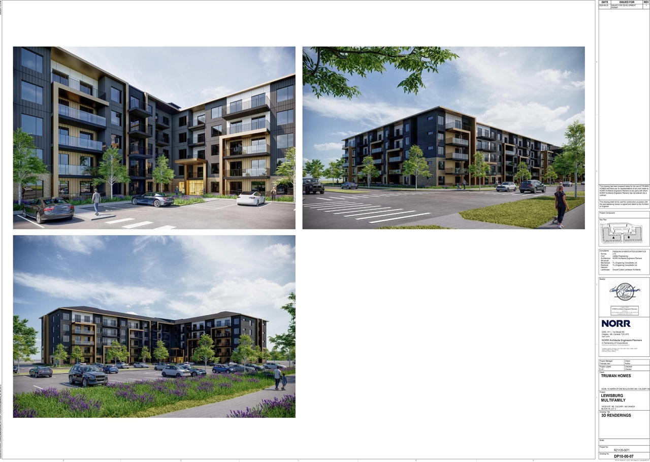 Rendering of building from page 7 of the file 'DMAP Plans (Submitted) DP2025-03807 (49MB) 2025-07-02'