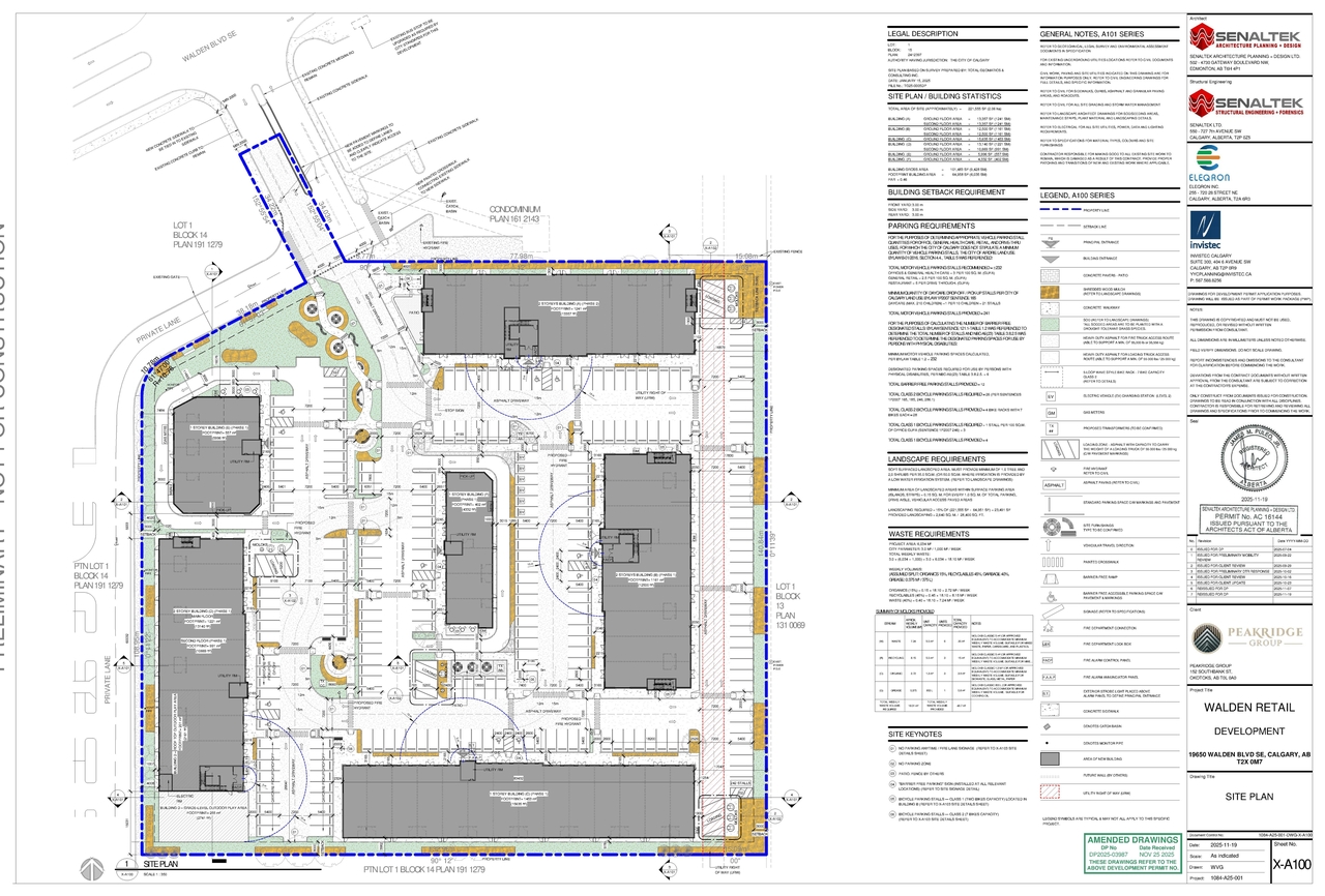 Construction site plan for project from page 3 of the file 'DP2025-03987 DMAP Plans Amended (16MB) 2025-11-25'