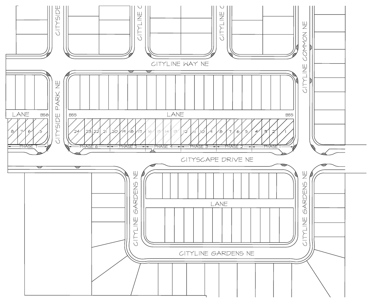 Construction site plan for project from page 1 of the file 'DP2025-04072 DMAP Plans Submitted 2025-07-14 (4MB)'