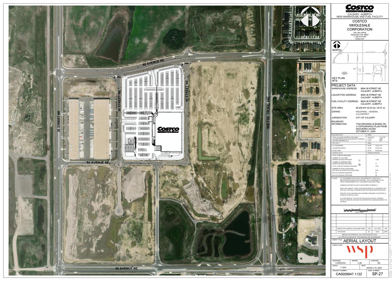 Construction site plan for project from page 1 of the file 'DP2025-04125 DMAP Plans Amended (18MB) 2026-03-24'