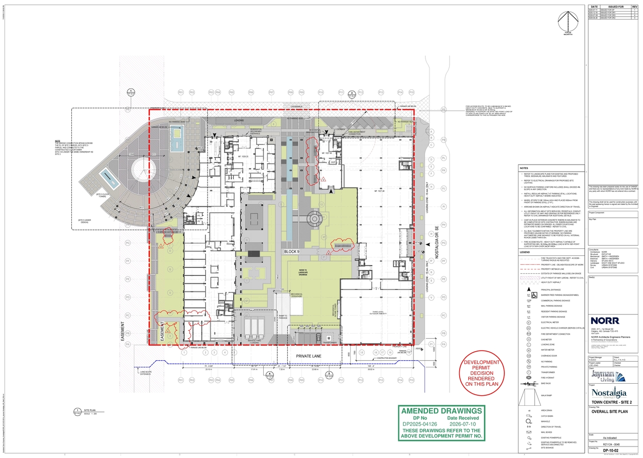 Construction site plan for project from page 3 of the file 'DP2025-04126 DMAP Plans (DECISION RENDERED) 2026-07-30'