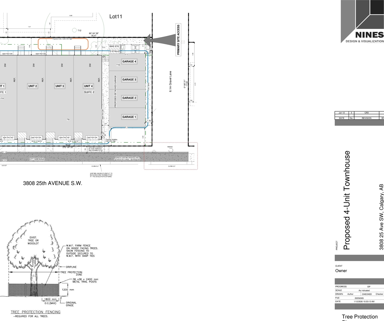 Construction site plan for project from page 8 of the file 'DP2025-04321 DMAP PLANS (AMENDED) 2026-01-05 (5MB)'