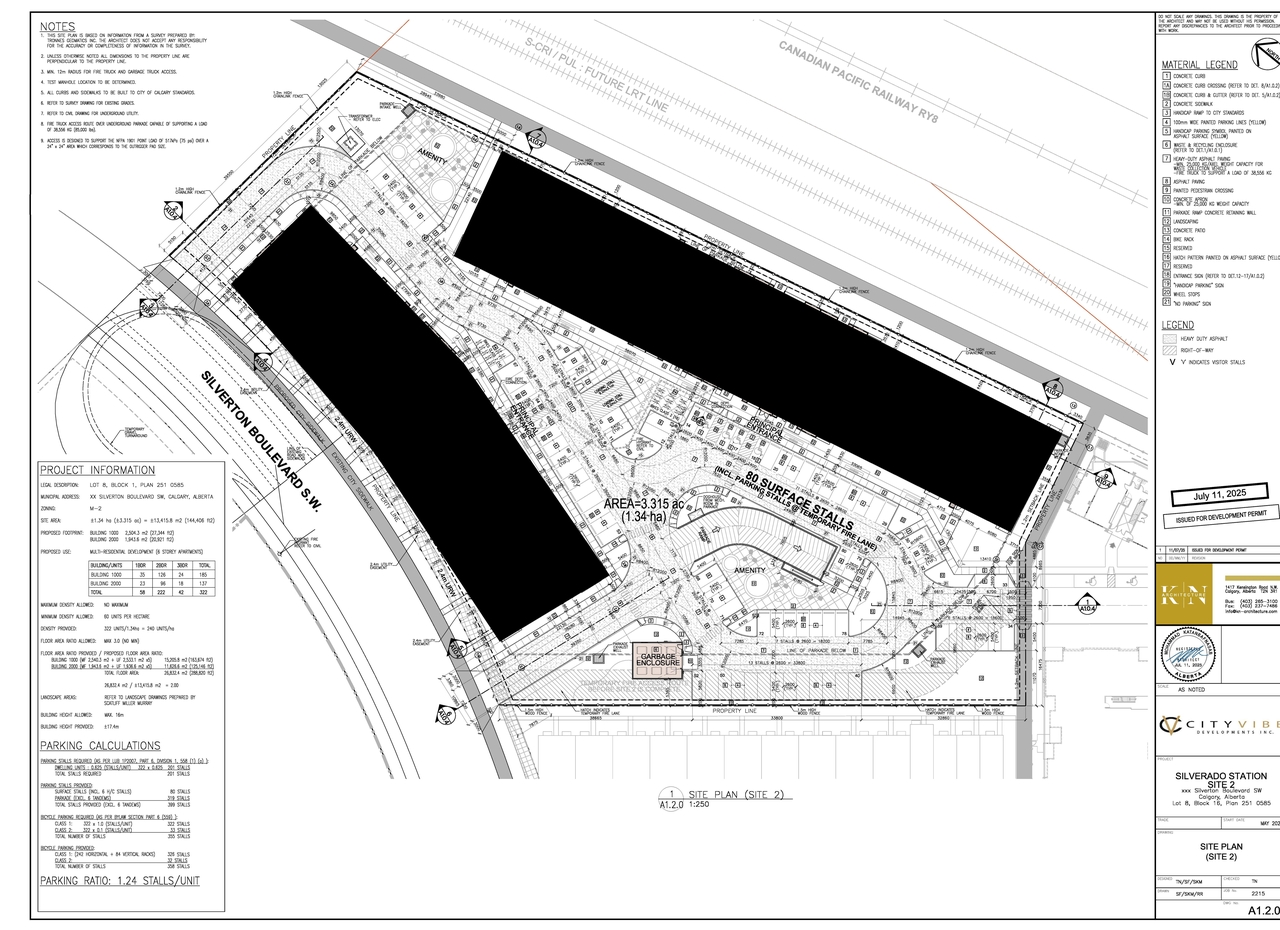 Construction site plan for project from page 2 of the file 'DP2025-04356 DMAP Plans (Submitted) 2025-07-28 (5MB)'