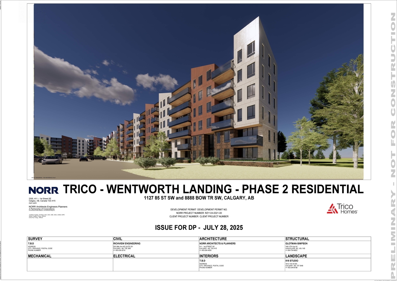 Rendering of building from page 2 of the file 'DP2025-04404 DMAP Plans (Submitted)  2025-07-30 (13MB)'