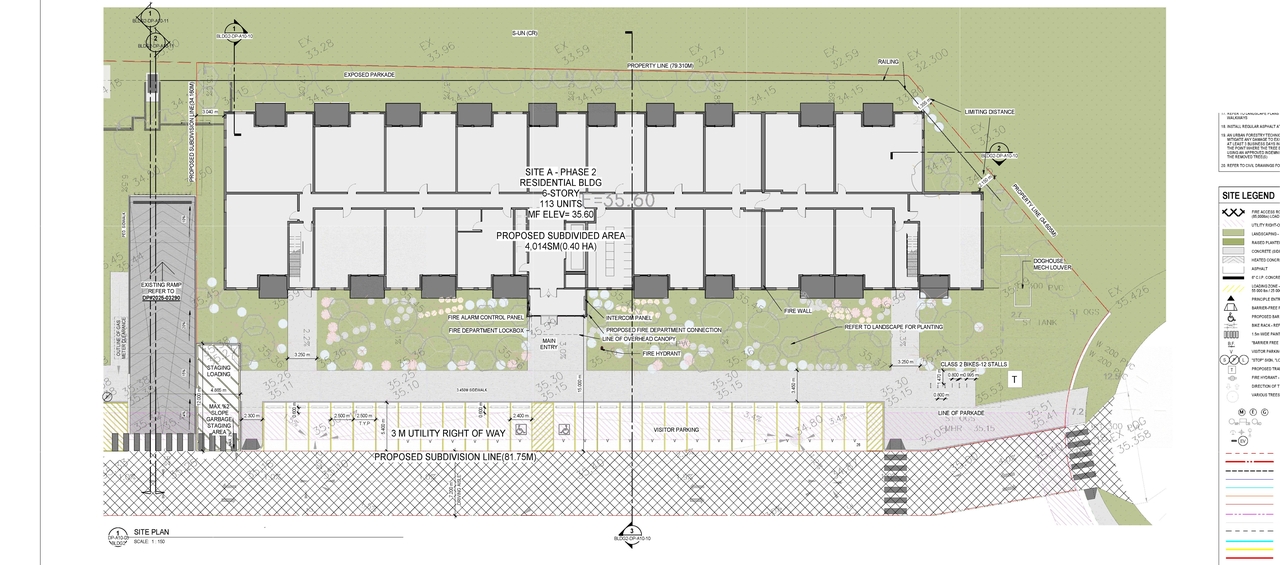 Construction site plan for project from page 5 of the file 'DP2025-04404 DMAP Plans (Submitted)  2025-07-30 (13MB)'