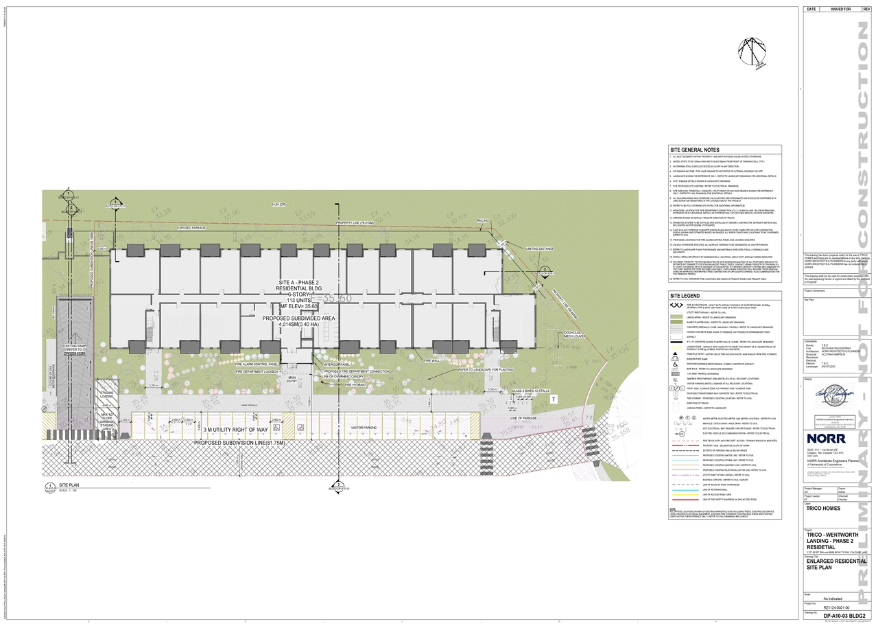 Construction site plan for project from page 5 of the file 'DP2025-04404 DMAP Plans (Submitted)  2025-07-30 (13MB)'