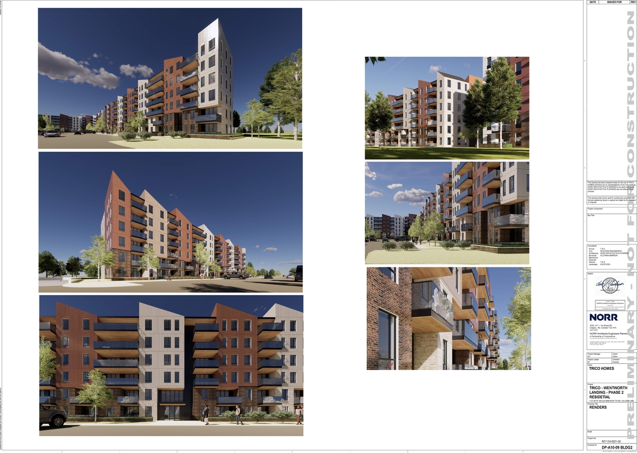 Rendering of building from page 6 of the file 'DP2025-04404 DMAP Plans (Submitted)  2025-07-30 (13MB)'
