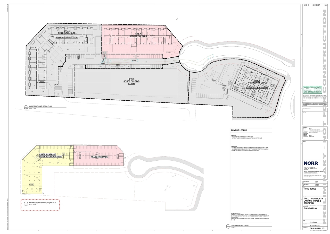 Construction site plan for project from page 6 of the file 'DP2025-04404 DMAP Plans Amended (13MB) 2025-11-25'